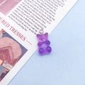 Translucent purple resin gummy bear pendant with metal ring for DIY jewelry making - Purple (12569)