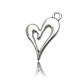 Ciondolo a cuore traforato in lega d'argento per la creazione di braccialetti DIY - Targhetta Cuore Traforato Argento Lucido