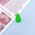 Green resin gummy bear pendant with silver metal loop for DIY jewelry making - Green (12571)