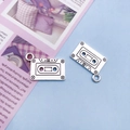 Retro cassette tape charms in antique silver alloy finish for DIY jewelry crafting - Cassette Tape Design