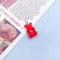 Translucent red resin gummy bear charm with silver metal loop for DIY jewelry making - Red (12572)