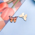Schmetterling Anhänger aus Zinklegierung mit orange-schwarzem Muster und goldener Rückseite - Dunkelgelber Schmetterling (12419)