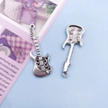 Antique silver electric guitar charm pendant for DIY jewelry making and crafting - Guitar Style 1