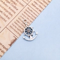 Silver vintage anchor and helm alloy pendant with antique finish for DIY crafts - One Ship's Rudder 14x21mm - 5037g / 0.9g