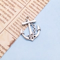 Vintage silver alloy anchor pendant with detailed chain for DIY jewelry making - Anchor Style (5937)