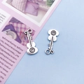 Set of two vintage silver guitar and key shaped alloy charms for DIY jewelry making - Guitar Style 4
