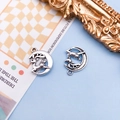 Silver hollow moon and reindeer alloy charm for DIY jewelry and accessory making - Hollow Moon Deer Style (15701) / Antique Silver