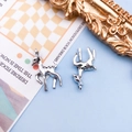 Set of two silver antique deer charms for DIY jewelry and Christmas reindeer pendants - Embellished Standing Deer Style (B357) / Antique Silver
