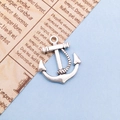 Ciondolo ancora nautica in lega d'argento con trama a corda per gioielli fai-da-te - Stile Ancora (3837)