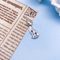 Vintage silver alloy cat pendant with detailed texture for DIY Halloween jewelry making - Cat Style (3774) / 9x25mm