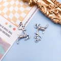 Pair of vintage silver alloy reindeer charms with intricate relief patterns for DIY jewelry - Vintage Scroll Pattern Reindeer (11223) / Antique Silver