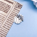 Vintage silver pumpkin and leaf alloy pendant for Halloween DIY jewelry making - Pumpkin Style (10859) / 18x21mm