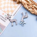 Antique silver plated deer pendant charms for handmade jewelry and keychain making - Detailed Texture Christmas Deer (4002) / Antique Silver