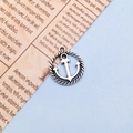 Ciondolo ancora vintage argento con cornice a corda tonda per creazione gioielli fai da te - Stile Ancora (7047)