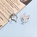 Vintage silver horseshoe and horse head alloy pendant for handmade jewelry making - 1 Piece (15x19mm)