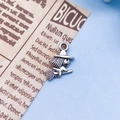 Antique silver witch on a broomstick pendant charm for Halloween DIY jewelry making - Wizard Style (8705) / 10x16mm