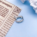 Silver fangs vampire teeth alloy pendant for DIY gothic jewelry making and crafts - Tooth Style (5321) / 14x17mm