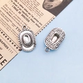 Pair of vintage silver western cowboy hat charms with detailed woven texture on brim - 1 Piece (13.5x22.5mm)