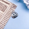 Antique silver Halloween pumpkin metal charm for DIY jewelry making on blue background - Pumpkin Style (B336) / 16x19mm