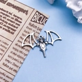 Vintage silver bat alloy pendant charm for DIY Halloween jewelry and necklace making - Bat Style (10856) / 32x23mm