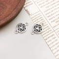 Antique silver hollow scroll charm with double rings for DIY jewelry making - Celtic Style Hollow Scroll Design (4159)