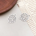 Vintage silver hollow rose flower alloy charm with double loops for DIY jewelry making - Hollow Flower Slice Design (4173)