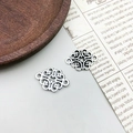 Vintage silver hollow floral connector for DIY jewelry with four loops and filigree design - Symmetrical Vine Pattern (7123)