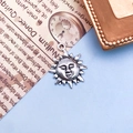 Vintage Silber Sonnenface Legierung Anhänger für DIY Schmuckherstellung Ketten - Personifiziertes Sonnenslächeln Stil (7701)