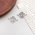 Pair of vintage silver hollow flower charms for DIY jewelry making connector - Root Chakra Symbol (9432)