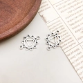 Vintage silver sun chakra connector charm with dual holes for DIY jewelry making - Sun Chakra Geometric Design (9433)