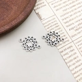 Pair of vintage silver alloy star and lotus flower jewelry connectors for DIY jewelry - Hexagram Lotus Design (9435)