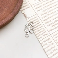 Silver alloy four-leaf clover connector charm with double rings for jewelry making - Bright Silver Clover Design (9859)
