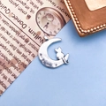 Antik-Silber Anhänger Mond und Katze aus Legierung für handgefertigten Schmuck - Mond Katze Stil (5339)