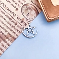 Vintage Silberlegierung Mond und Stern Anhänger für DIY Schmuckherstellung - Stern Mond Kombi Charm Stil (11140)
