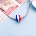 Rainbow striped resin bead on silver snake chain bracelet for DIY jewelry making - Striped Barrel Bead (13219) / 1 Piece/Pack (14x8mm) / Blue White Red