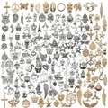 100 stuks gemengde KC goudlegering bedeltjes voor DIY handgemaakte armband ketting - Gemengde Goud Antiek Zilveren Stijl (HK440)