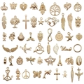 Assortiment goudkleurige legering bedeltjes voor DIY-sieraden met dieren- en natuurmotieven - Gemengde Gouden Stijl (M377)