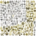 Set van 100 diverse goud en zilver legering bedeltjes voor DIY sieraden maken en armbanden - Gemengde Tweekleurige Goud Zilveren Stijl (HK441)