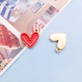 Golden alloy heart charm with red enamel finish and beaded edge detail for DIY jewelry - Red (14979)