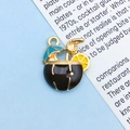 Tropical coconut cocktail enamel charm with umbrella and straw for DIY jewelry making - Coffee Coconut Drink (14960)