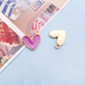 DIY purple heart alloy charm with gold beaded edge and smooth metal backing - Purple (14981)
