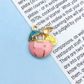 Pink coconut cocktail alloy enamel pendant with blue umbrella for DIY jewelry making - Pink Coconut Drink (14962)