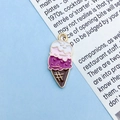 Charming triple-layered ice cream cone charm in white, pink, and purple enamel finish - Drip Oil Ice Cream (14963)