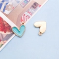 Light blue enamel heart charm with golden beaded edge for DIY jewelry making - Blue (14983)