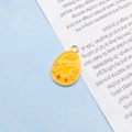 Cute yellow chick enamel egg pendant with gold trim for DIY jewelry making and crafts - Ginger Yellow Chick Egg