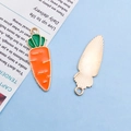 Carrot shaped alloy enamel pendant charm with golden textured back for DIY jewelry making - Enamel Big Carrot Style