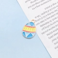 Blue and yellow enamel geometric egg pendant with gold-plated metal loop for DIY jewelry - Blue And Yellow Geometric Egg