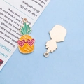 Cute enamel pineapple charm in golden zinc alloy with pink sunglasses for DIY jewelry - Enamel Cartoon Pineapple Style
