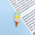 Three-layer colorful ice cream cone alloy enamel pendant for creative jewelry making - Drip Oil Ice Cream (14965)