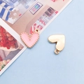 Pink enamel heart charm with golden beaded border for DIY jewelry making and bracelets - Pink (14985)
